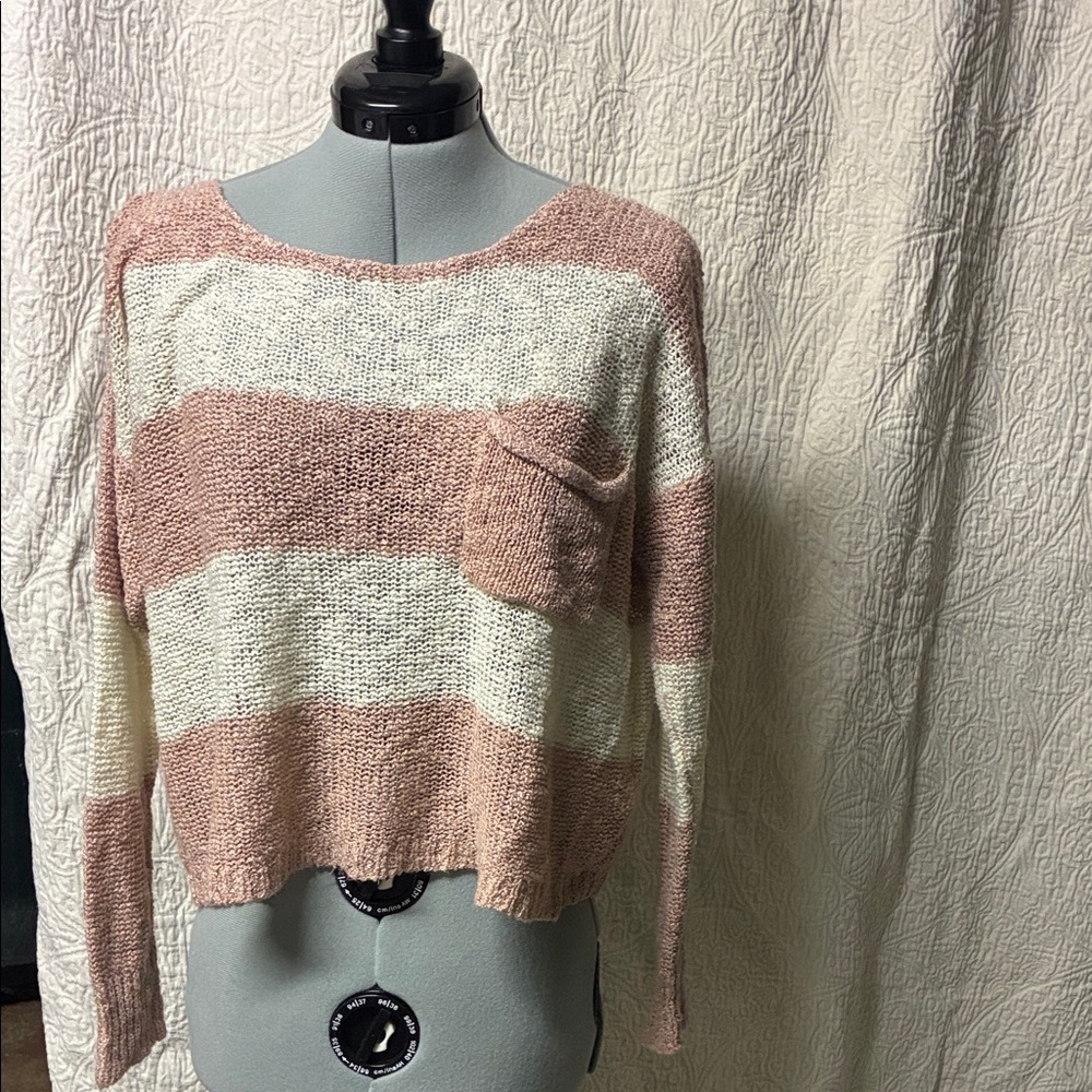 Forever 21 Pink and White Striped Sweater